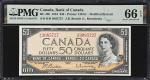 1954年加拿大银行50元。CANADA. Bank of Canada. 50 Dollars, 1954. P-BC-42b. PMG Gem Uncirculated 66 EPQ.