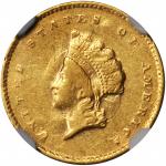 1855-C Gold Dollar. Type II. AU-50 (NGC).