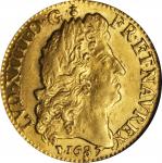 FRANCE. Louis dOr, 1687-D. Lyon Mint. Louis XIV (1643-1715). NGC MS-63.