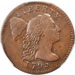 1795 Liberty Cap Cent. S-76B. Rarity-1. Plain Edge. AU-50 (PCGS).