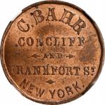 New York--New York. Undated (1861-1865) Carsten Bahr. Fuld-630C-6a. Rarity-2. Copper. Plain Edge. MS
