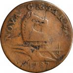1786 New Jersey Copper. Maris 28-L, W-5065. Rarity-3. Outlined Shield. VG-10 (PCGS).