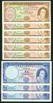澳门大西洋银行纸币9枚一组，包括1976-77年5元及10元，其中大部分连号，AU至UNC品相