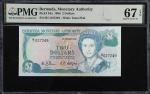 BERMUDA. Bermuda Monetary Authority. 2 Dollars, 1988. P-34a. PMG Superb Gem Uncirculated 67 EPQ.