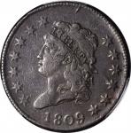 1809 Classic Head Cent. S-280, the only known dies. Rarity-2. VF-25 (PCGS).