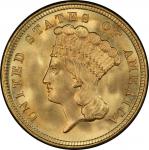 1854 Three-Dollar Gold Piece. Mint State-67+ (PCGS).