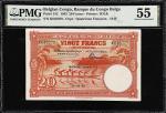 BELGIAN CONGO. Banque du Congo Belge. 20 Francs, 1943. P-15C. PMG About Uncirculated 55.