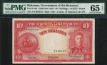 Bahamas Government, 10/-, ND (1947), serial number A/6 950163, red on yellow underprint, George VI a