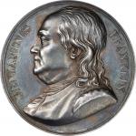 5829 (i.e. 1829) Franklin French Masonic Medal. Greenslet GM-50, Fuld FR.M.MA.1. Silver, 41.3 mm. MS