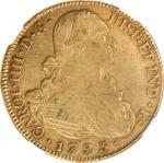COLOMBIA. 8 Escudos, 1793-PJF. Charles IV (1788-1808). NGC EF-45.