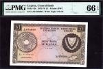 x Central Bank of Cyprus, £1, 1 May 1978, serial number L/93 076089, (Pick 43c, TBB B303k), in PMG h