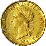 COLOMBIA. 1858/7 10 Pesos. Bogotá mint. Restrepo M209.2. MS-62 (PCGS).