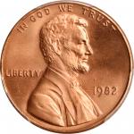 1982 Lincoln Cent. Zinc. Small Date. MS-69 RD (PCGS).