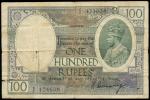 Government of India, 100 rupees, ND (1927-1930), Calcutta, serial number S/1 474638, green and lilac