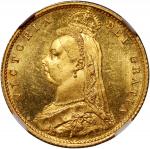 1887年英国1/2索维林金币，似精铸币，NGC MS65，#4976387-002