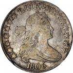 1806 Draped Bust Half Dollar. O-122, T-25. Rarity-6. Pointed 6, Stem Through Claw. Fine-12 (NGC).