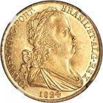 PORTUGAL. 6,400 Reis (Peca), 1824. Lisbon Mint. Joao IV (1816-26). NGC MS-63.