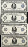 Lot of (4) Fr. 907A, 915A, 926 & 940. 1914 $10 Federal Reserve Notes. Very Fine.