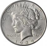 1934-S Peace Silver Dollar. AU-58+ (PCGS). CAC.