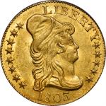 1803/2 Capped Bust Right Half Eagle. BD-1. Rarity-4. Imperfect T, 3 Free Of Bust. MS-61 (PCGS). OGH.