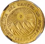 COSTA RICA. Central American Republic. 2 Escudos, 1850-CR JB. San Jose Mint. NGC AU-53.