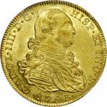 COLOMBIA. 1793-JJ 8 Escudos. Santa Fe de Nuevo Reino (Bogotá) mint. Carlos IV (1788-1808). Restrepo 