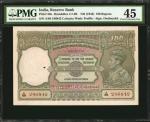 1943年印度储备银行100卢比。连号。INDIA. Reserve Bank of India. 100 Rupees, ND (1943). P-20e. Consecutive. PMG Cho