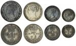 Victoria (1837-1901), a set of Maundy coins, 1885, young head left, rev. crowned mark of value (S.39