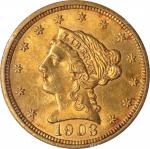 1903 Liberty Head Quarter Eagle. MS-60 (PCGS). CAC. OGH--First Generation.