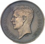 BELGIQUE Albert Ier (1909-1934). Essai de 20 francs ou 4 belgas légende flamande en bronze, flan mat