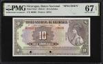 NICARAGUA. Banco Nacional de Nicaragua. 10 Cordobas, 1945-51. P-94s2. Specimen. PMG Superb Gem Uncir