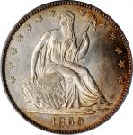 1860-O Liberty Seated Half Dollar. Type II Reverse. WB-9. Rarity-3. Repunched Mintmark. MS-63 (PCGS)