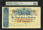 SCOTLAND. Royal Bank of Scotland. 5 Pounds, 1942-50. P-317c. PMG About Uncirculated 55 EPQ.
