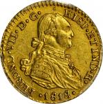 COLOMBIA. 1818-JF Escudo. Santa Fe de Nuevo Reino (Bogotá) mint. Ferdinand VII (1808-1833). Restrepo