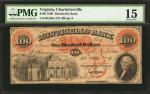 Charlottesville, Virginia. Monticello Bank. 1860. $100. PMG Choice Fine 15.