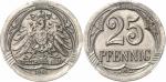IIème Reich, Guillaume II (1888-1918). 25 pfennig 1908 A Berlin, essai en nickel, trois séries de se