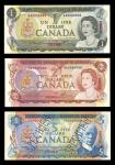  Bank of Canada Specimen Set.  $1 1973, $2 1974, $5 1979, $20 1979, $50 1975, $100 1975. A set of ni