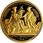 1776 United States Diplomatic Medal. Modern Paris Mint Dies. Gold. 37 mm. 1 ounce. 999 fine. Gem Pro