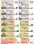 新加坡货币发行局。不同面值，年份。纸币一组。