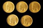 Lot of (5) 1907 Indian Eagles. No Periods. AU (Uncertified).