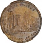 1906 San Francisco Earthquake and Fire Medal. Type I. HK-341. Rarity-6. Brass. AU-58 (NGC).