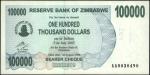 ZIMBABWE. Reserve Bank of Zimbabwe. 100,000 Dollars, 2006. P-48a. Uncirculated.