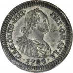 Spanish New World. 1789 Real die trial. White metal / tin. Carlos IV (1788-1808). SP-62 (PCGS).