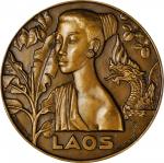 1954年老挝海事报刊公司铜纪念章。巴黎造币厂。LAOS. Compagnie des messageries maritimes Bronze Medal, 1954. Paris Mint. GE