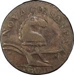 1787 New Jersey copper. Maris 56-n. Rarity-1. Camel Head. Overstruck on 1781 Ireland George III half