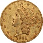 1854 Liberty Head Double Eagle. Small Date. Repunched Date. AU-55 (PCGS).
