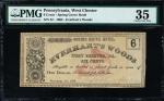 West Chester, Pennsylvania. Spring Grove Hotel. 1862  6 Cents. PMG Choice Very Fine 35.