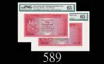 1973年香港上海汇丰银行一百圆，两枚EPQ65佳品