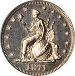 1871 Pattern Dime. Judd-1080, Pollock-1216. Rarity-6+. Silver. Reeded Edge. Proof-63 (PCGS).