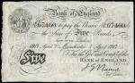 Bank of England, J.G. Nairne, ｣5, Manchester, 7 April 1917, serial number 12/U 67460, black and whit